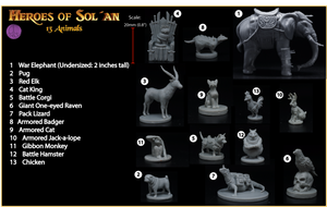 Animal Companions Set of 13 for Fantasy Tabletop Games