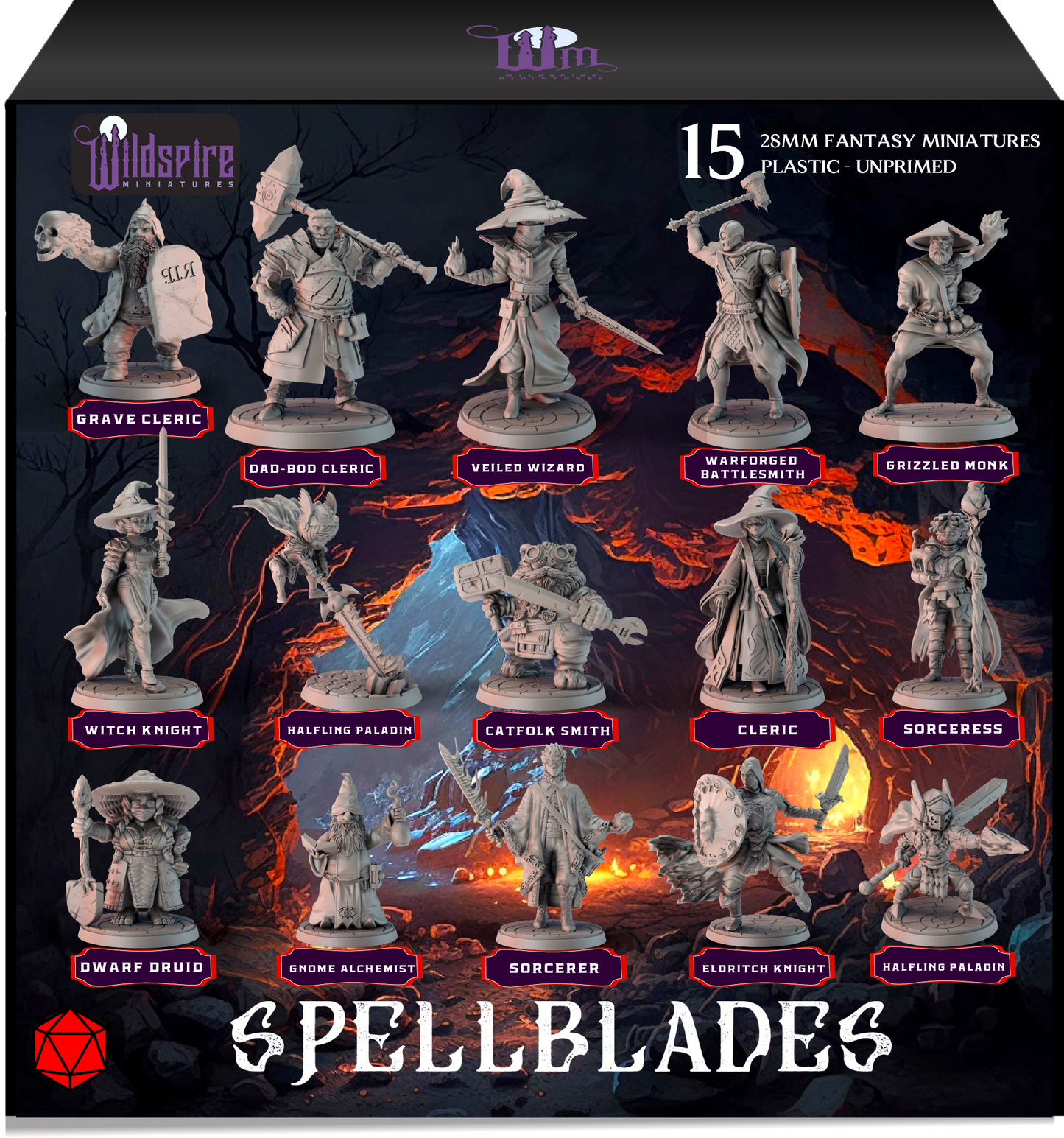 Spellblades & Battlemages Set of Characters for DND (28mm-32mm scale)