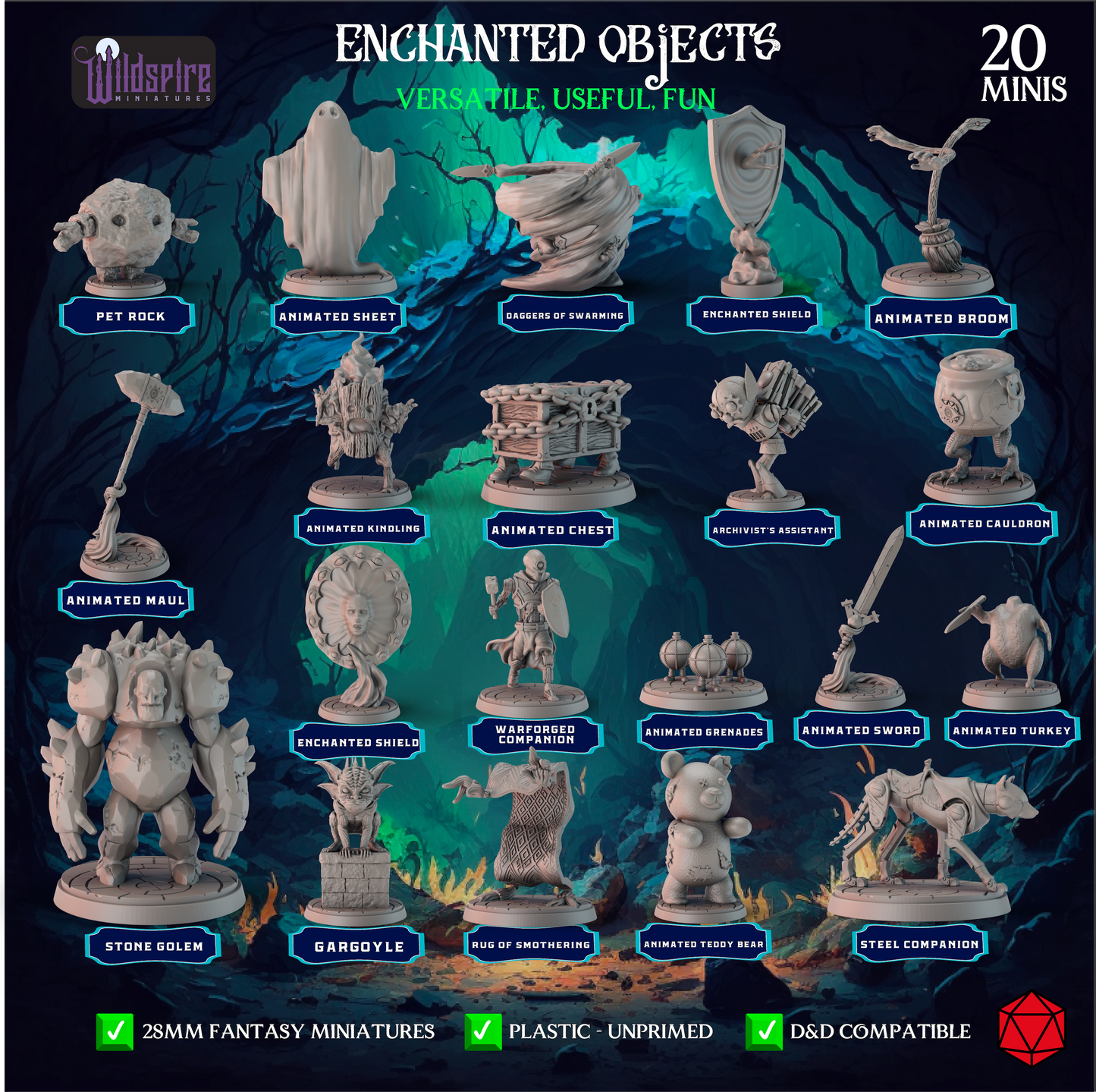 Wildspire 20 Enchanted Objects - Magical Animated Objects for DND Miniatures (28mm-32mm)